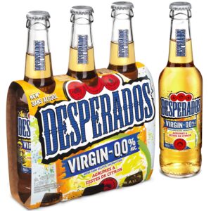 bière aromatisée aux agrumes et zestes de citron sans alcool 0,0% desperados le pack de bouteilles 3x33cl