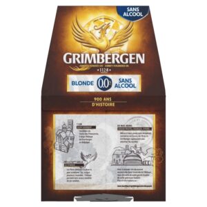 bière blonde d'abbaye sans alcool 0,0% grimbergen le pack de bouteilles6x25cl