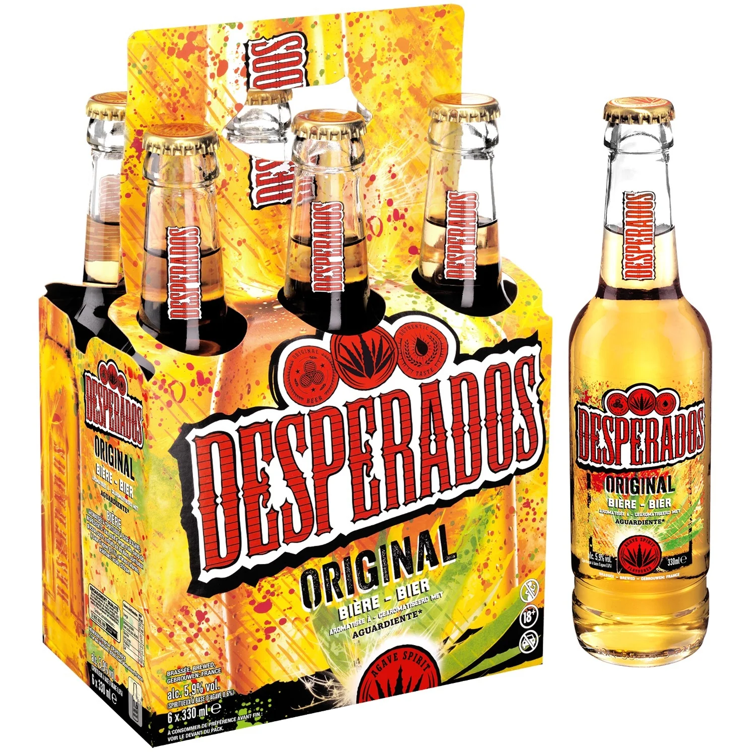bière aromatisée au spiritueux à base d'agave et 5,9% desperados le pack de bouteilles6x33cl bière aromatisée au spiritueux à base d'agave et 5,9% desperados le pack de bouteilles6x33cl