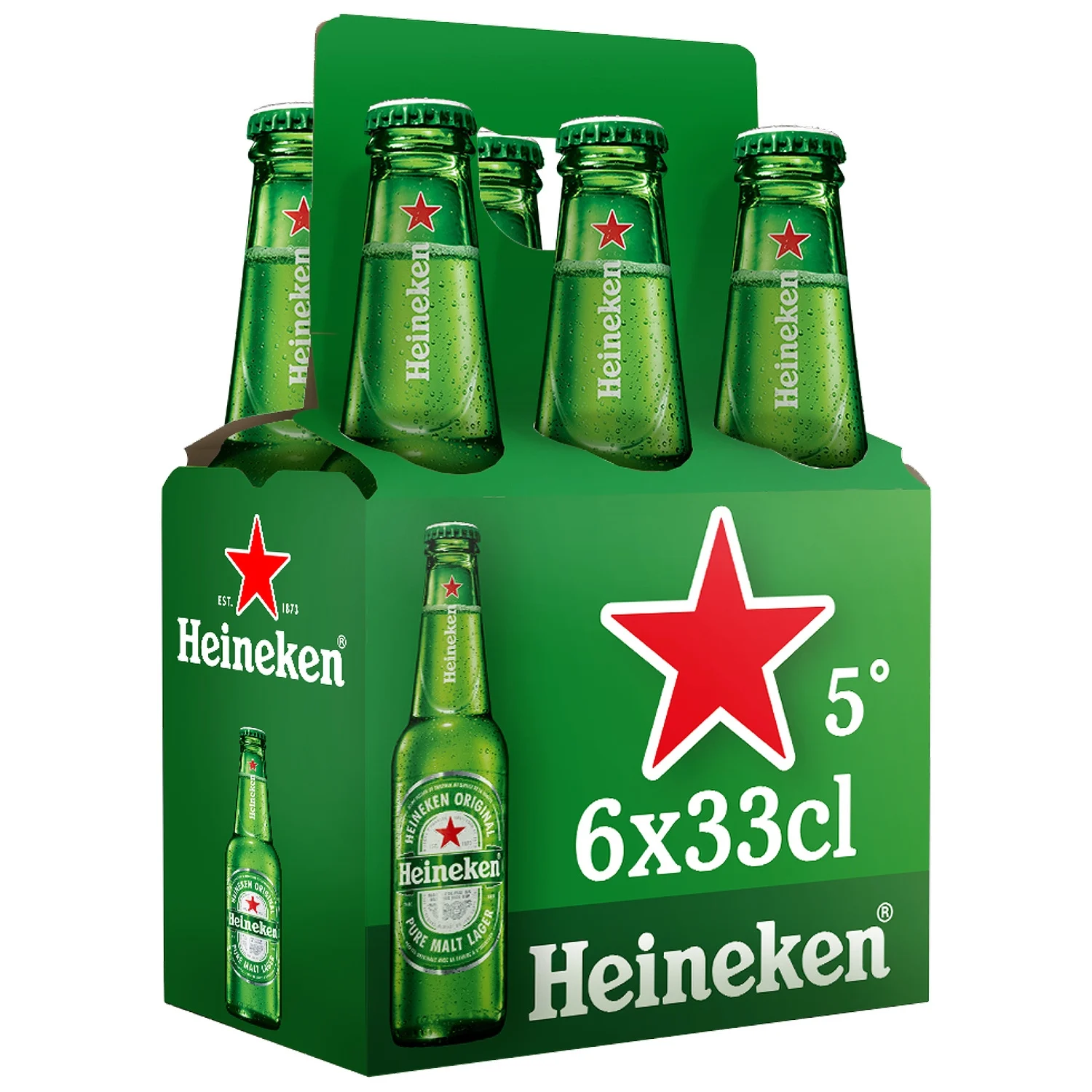 bière blonde 5% heineken le pack de bouteilles6x33cl bière blonde 5% heineken le pack de bouteilles6x33cl