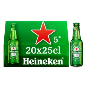 bière blonde 5% heineken le pack de bouteilles 20x25cl