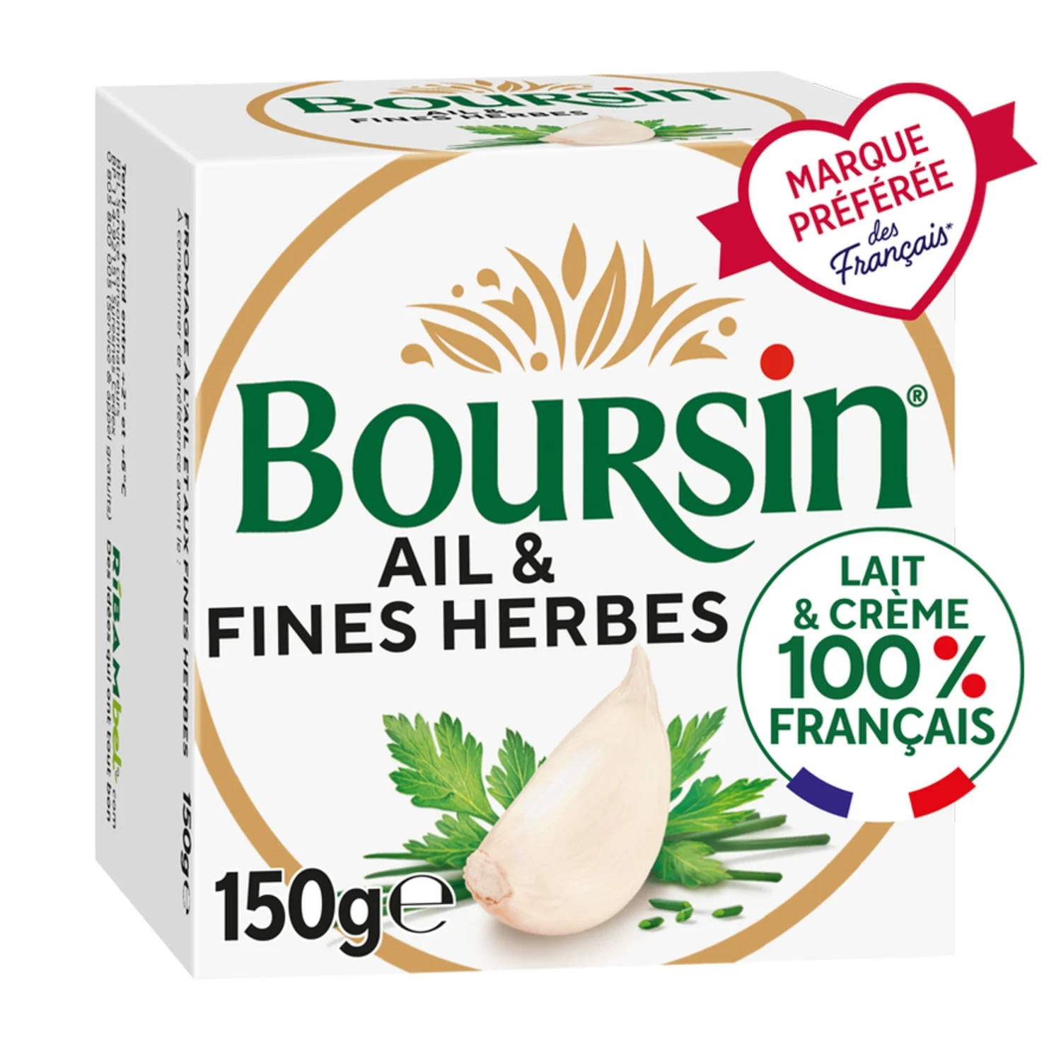 fromage à tartiner à tartiner ail et fines herbes boursin la boite de 150g fromage à tartiner à tartiner ail et fines herbes boursin la boite de 150g