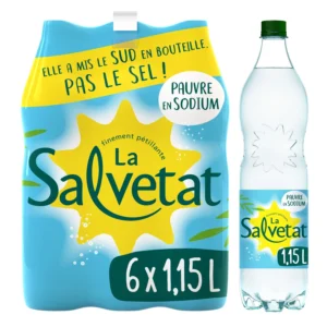 eau minérale naturelle gazeuse salvetat le pack de 6 bouteilles de 1,15l