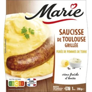 plat cuisiné saucisse/purée pommes de terre marie la barquette de 290 g