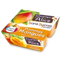 compote pomme mangue sans sucres charles & alice : les 4 pots de 100g