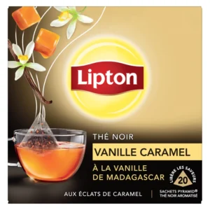 thé noir caramel vanille madagascar lipton la boite de 20 sachets