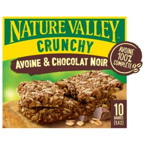barres céréales crunchy avoine et chocolat noir nature valley la boîte de 5 sachets de 2 barres 210g
