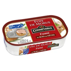 foie de morue fumé au bois de hêtre msc 121g