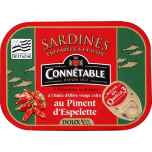 sardines au piment d'espelette connetable les 2 boites de 115g