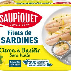 saupiquet filets de sardines sans arêtes marinade citron basilic sans huile 100 g
