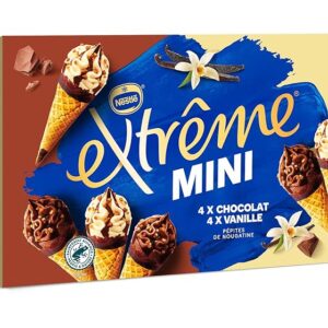 extrême mini cônes vanille nougatine & chocolat nougatine la boîte de 8, 312g