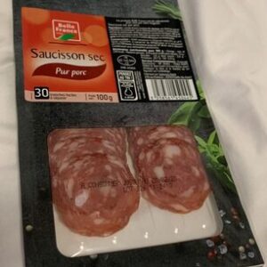 saucisson sec pur porc – belle france – 100 g