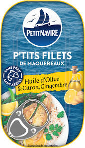 p'tits filets de maquereaux à l'huile d'olive, citron & gingembre | petit navire 90g