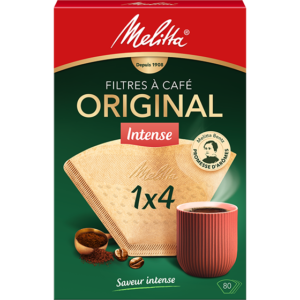 filtres à café melitta® original intense, 1x4®, boîte de 80 filtres, bruns